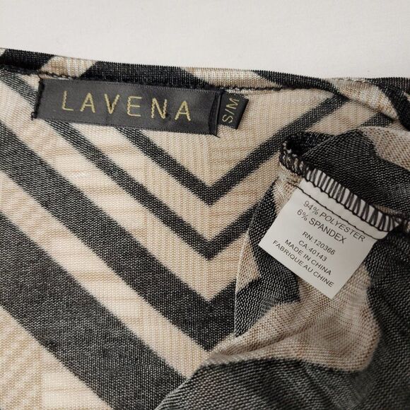 Butterfly Sleeve Top in Black & Beige Geometric Print -  Size S, XL - Picture 4 of 10